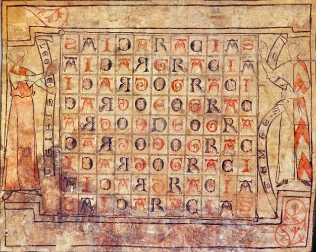 Die Malerei ergibt 504 Mal die Buchstabenfolge „DEO GRACIAS